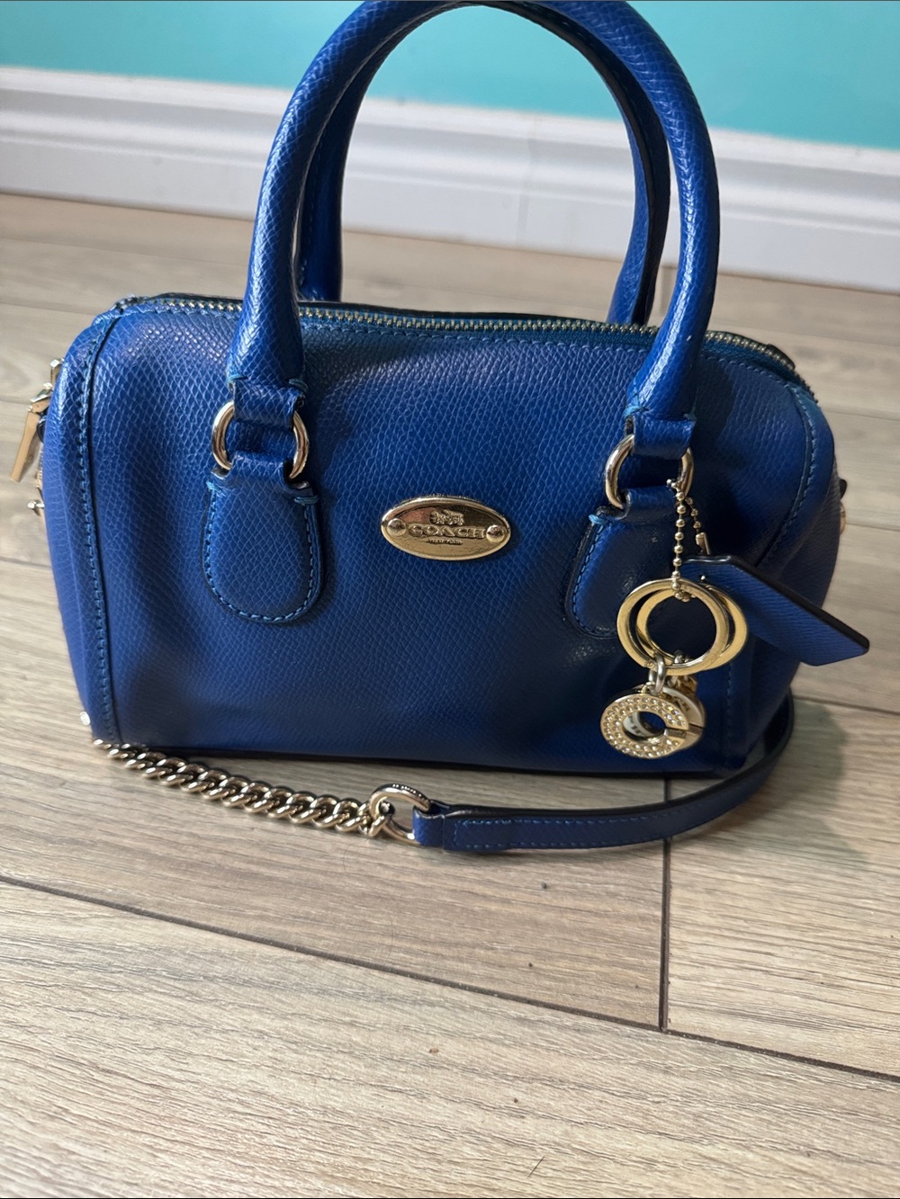 Coach   baby bennet Blue Mini Satchel/croos with Gold Hardware